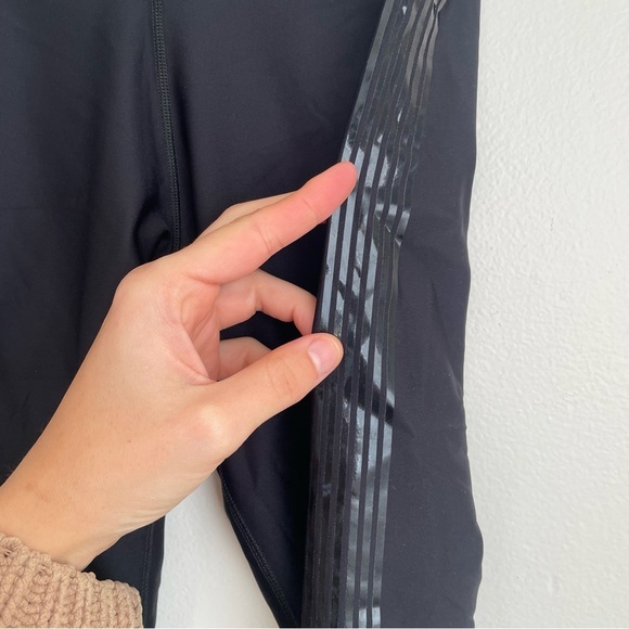 ULTRACOR Glossy Striped Black Leggings shiny compression track solid medium M - Picture 10 of 14